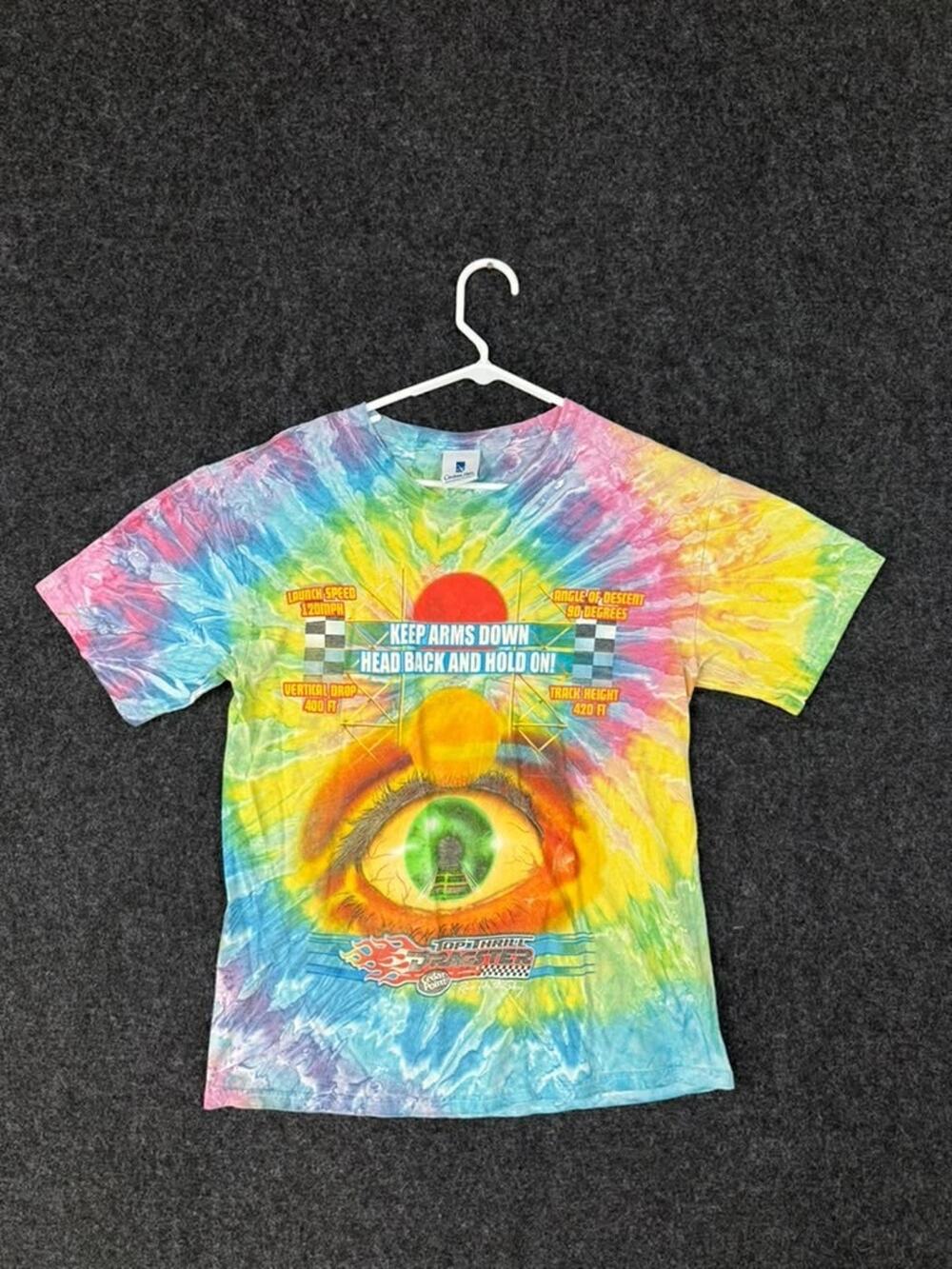 Vintage Cedar Fair Roller Coaster Tie Dye T-Shirt Adult M 1990s